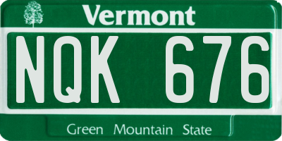 VT license plate NQK676