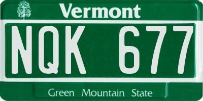 VT license plate NQK677