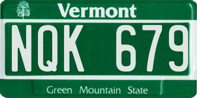 VT license plate NQK679