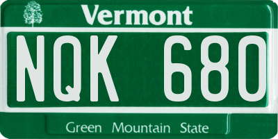 VT license plate NQK680