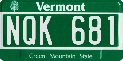 VT license plate NQK681