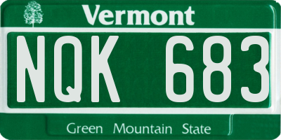 VT license plate NQK683