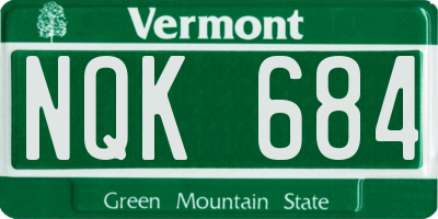 VT license plate NQK684