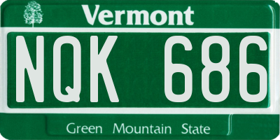 VT license plate NQK686
