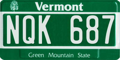 VT license plate NQK687