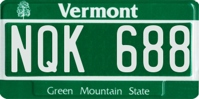 VT license plate NQK688