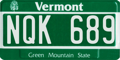 VT license plate NQK689