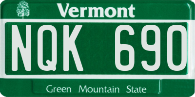VT license plate NQK690