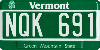 VT license plate NQK691