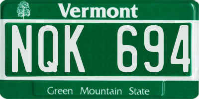 VT license plate NQK694