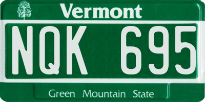 VT license plate NQK695