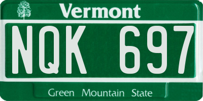 VT license plate NQK697