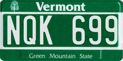 VT license plate NQK699