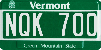 VT license plate NQK700