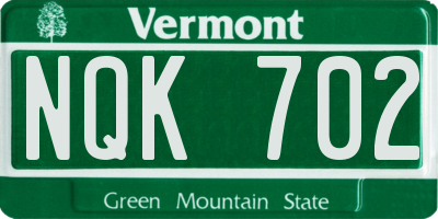 VT license plate NQK702