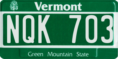 VT license plate NQK703