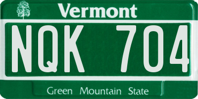 VT license plate NQK704