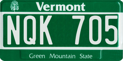 VT license plate NQK705