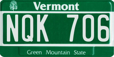 VT license plate NQK706