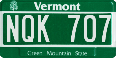 VT license plate NQK707