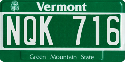 VT license plate NQK716