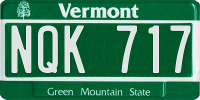 VT license plate NQK717