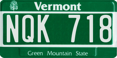 VT license plate NQK718