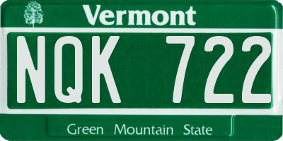 VT license plate NQK722
