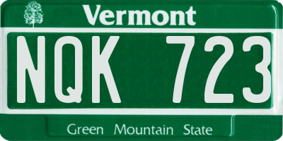 VT license plate NQK723