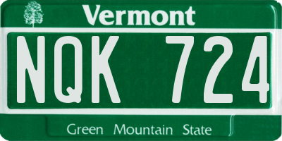 VT license plate NQK724
