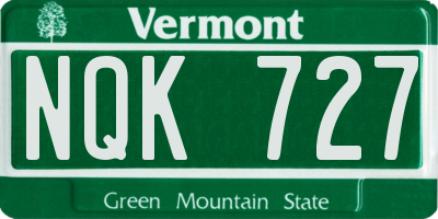 VT license plate NQK727