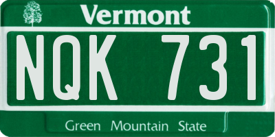 VT license plate NQK731