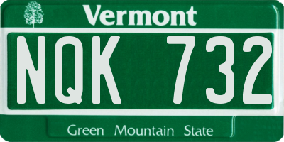 VT license plate NQK732