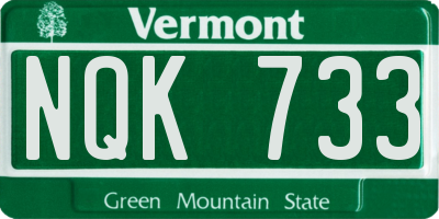 VT license plate NQK733