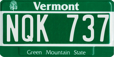 VT license plate NQK737