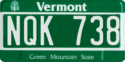 VT license plate NQK738