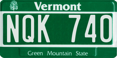 VT license plate NQK740