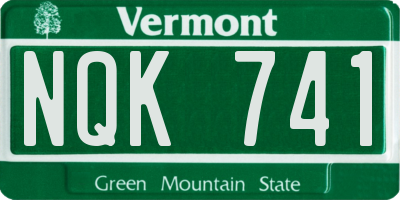 VT license plate NQK741