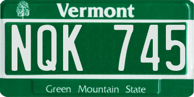 VT license plate NQK745