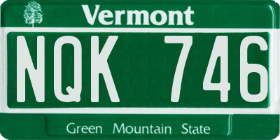 VT license plate NQK746