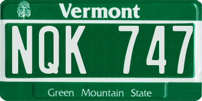 VT license plate NQK747
