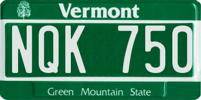 VT license plate NQK750