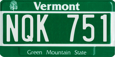 VT license plate NQK751