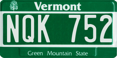 VT license plate NQK752