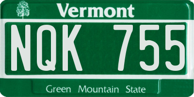 VT license plate NQK755