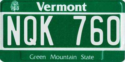 VT license plate NQK760