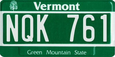 VT license plate NQK761
