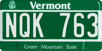 VT license plate NQK763