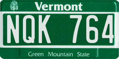 VT license plate NQK764