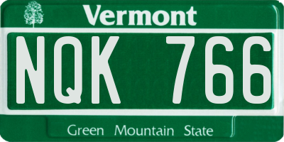 VT license plate NQK766